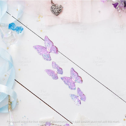 Pastel Sequin Butterfly 3D Cake Topper Colorful Double Layer Birthday Party