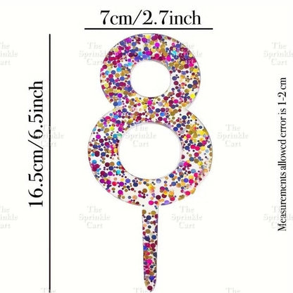 Acrylic Number Cake Topper Glitter Crown Diamond Happy Birthday Number Cupcake Topper
