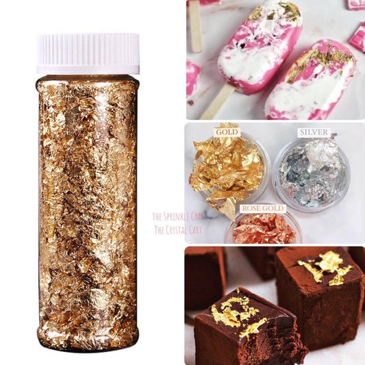 Leaf Flakes 2g Gold Silver Rosegold for Cake Decoration TSC