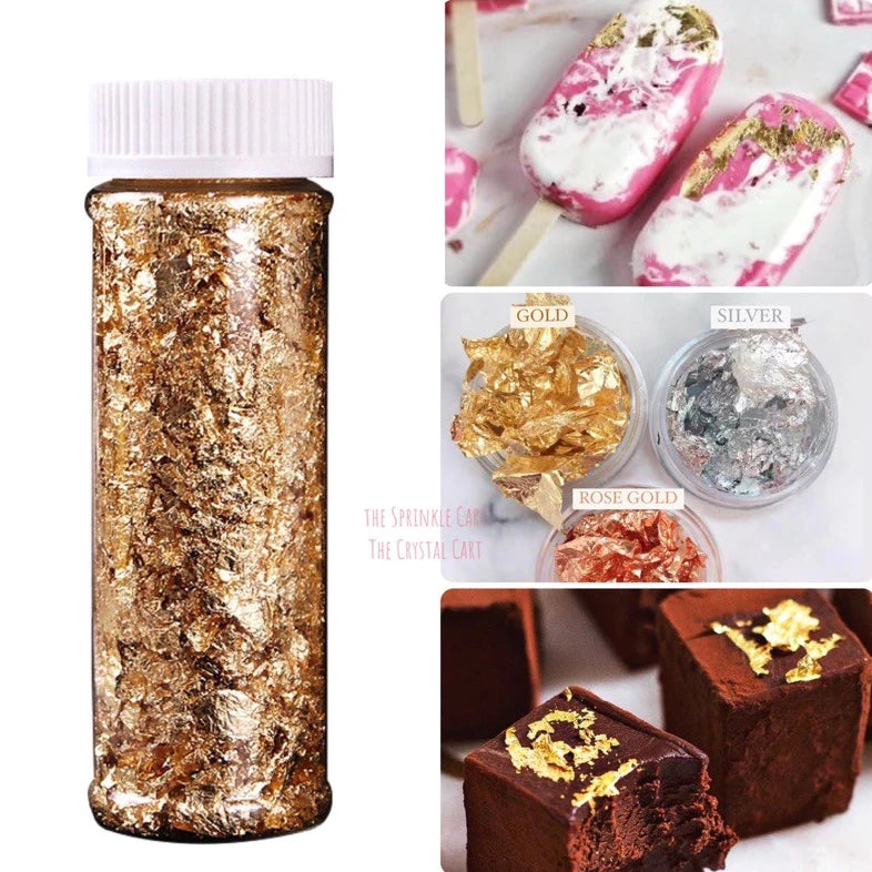 Leaf Flakes 2g Gold Silver Rosegold for Cake Decoration TSC