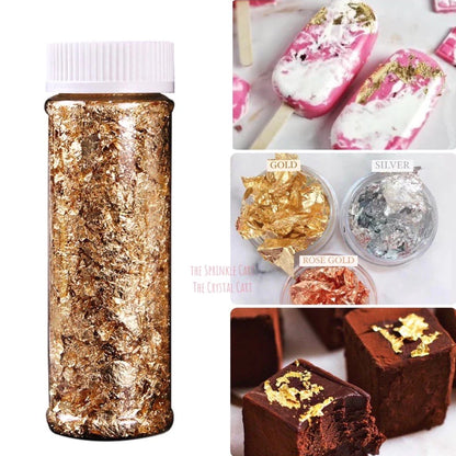 Leaf Flakes 2g Gold Silver Rosegold for Cake Decoration TSC