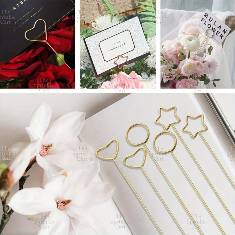 Flower Bouquet Metal Card Holder DIY Elegant Heart Round Star Postcard Clips Decors TSC