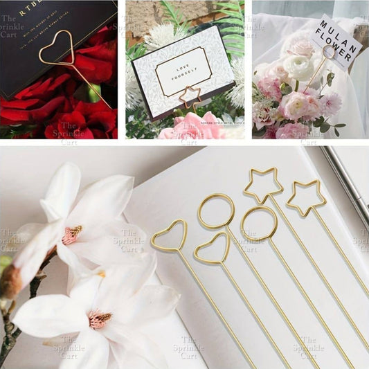 Flower Bouquet Metal Card Holder DIY Elegant Heart Round Star Postcard Clips Decors TSC