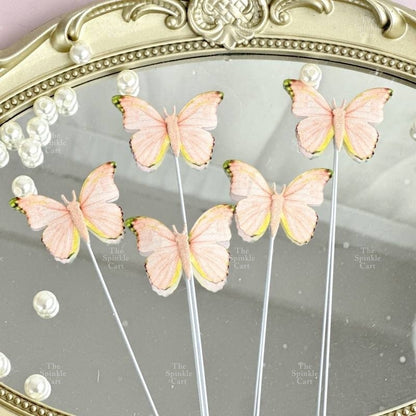 Waterproof Colorful Butterfly Topper Plastic Vinyl Cloth with Wire and Glue Dot DIY Decoration TSC