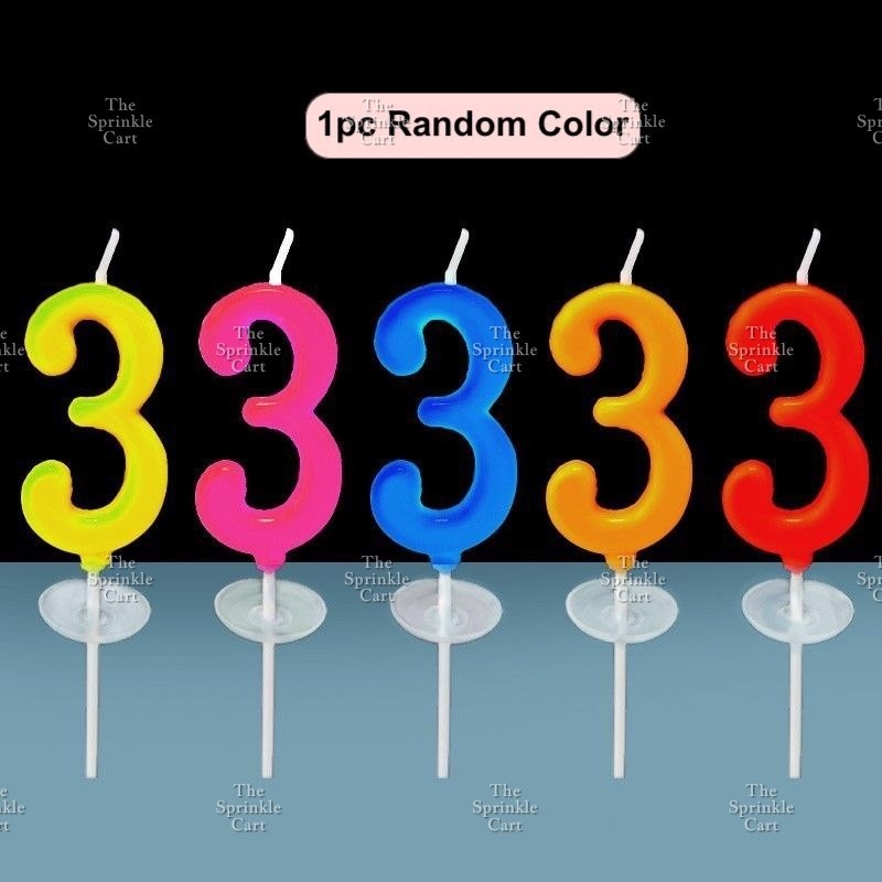 RANDOM COLOR Number Candle Kids Birthday Party Candle Cake Topper Decoration Smokeless 0-9