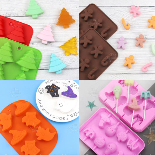 Christmas Theme Halloween Trick or Treat Silicone Chocolate Molder Kitchen Cake Decorating Tool
