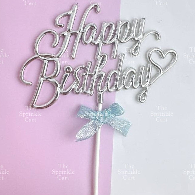 3D Happy Birthday with Bow Cake Topper Birthday Party Decoration TSC