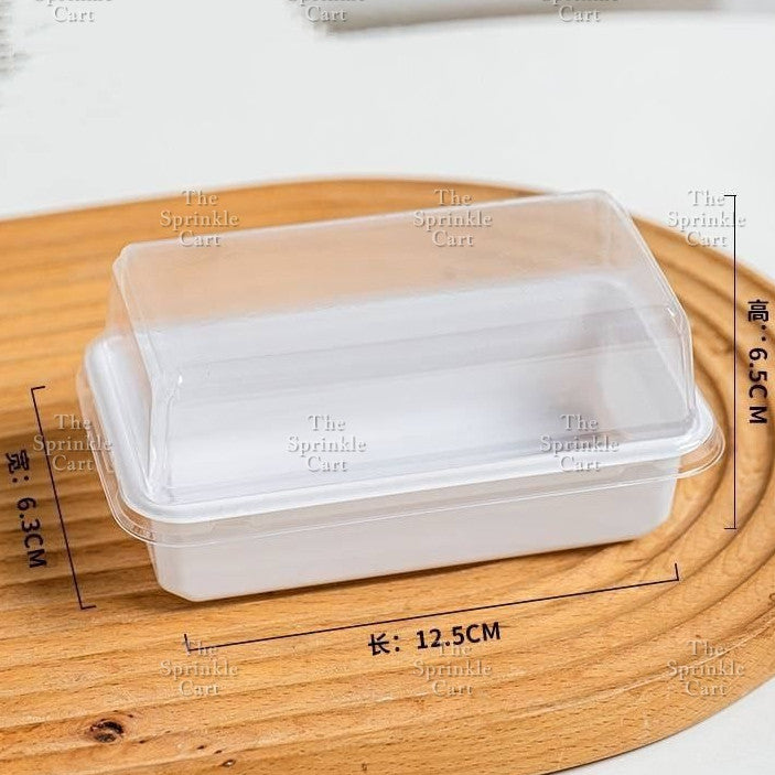 10pcs Disposable Kraft Dessert Box Packaging Square Rectangle Take Out Meal Cake Box Clear Lid TSC