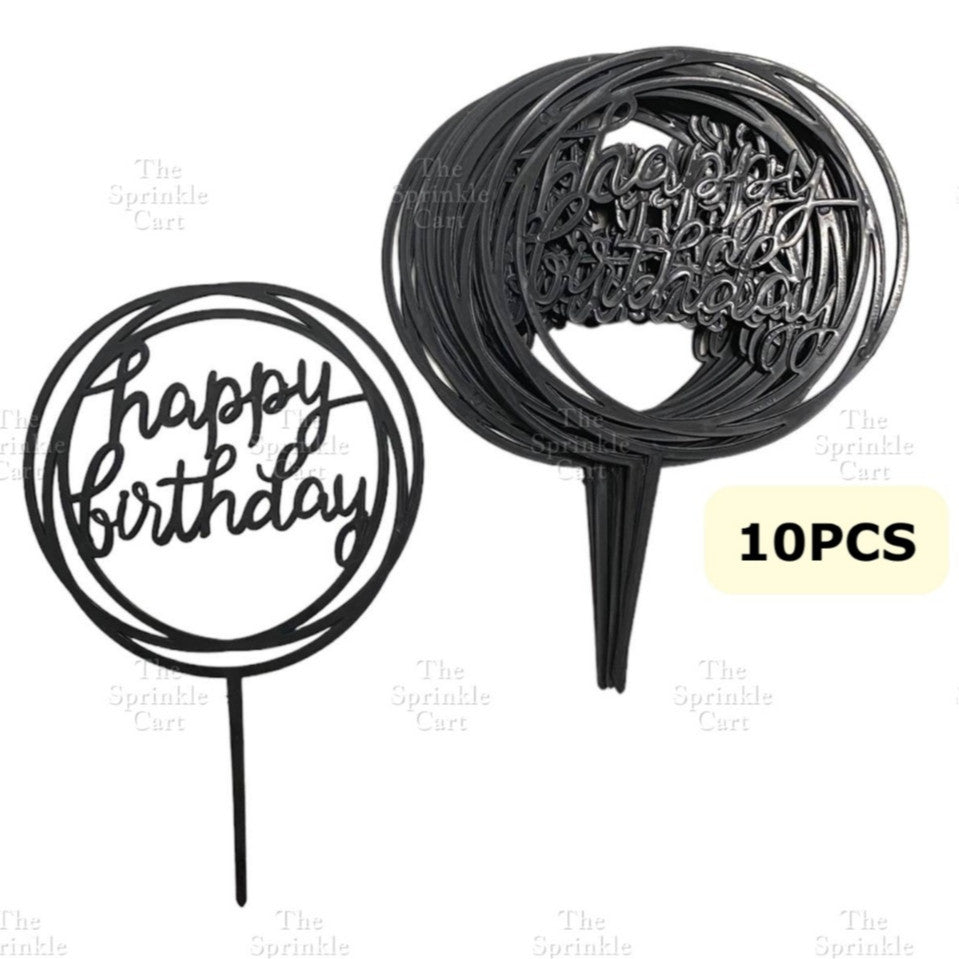 10pcs Happy Birthday Cake Topper for Celebration decoration Plastic