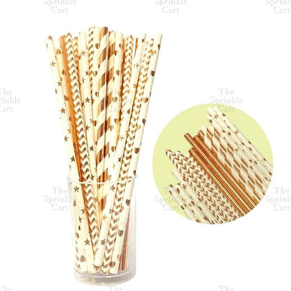 Drinking Paper Straw Metallic Gold Colorful Individually Wrapped Boba Plastic Straw TSC