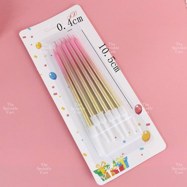 Metallic Long Straight Candle Happy Birthday Cake Party Supplies