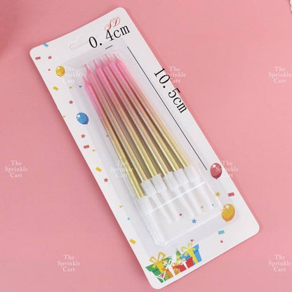 Metallic Long Straight Candle Happy Birthday Cake Party Supplies