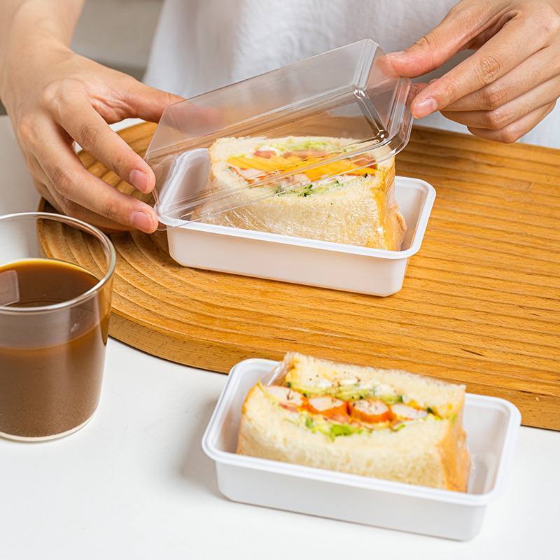 Transparent Sandwich Compartment with Lid Disposable Pastry Box Packaging TSC