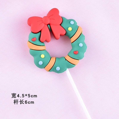 Christmas Cake Toppers Decoration Merry Christmas Santa Claus Deer Snowman Tree Pasko Cake
