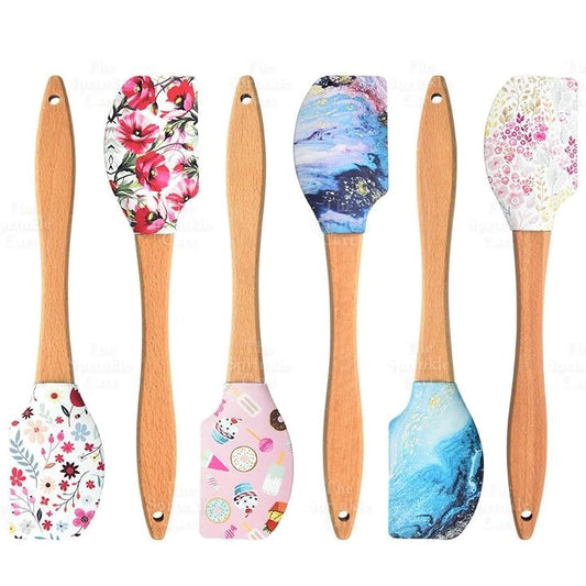 Silicone Spatula with Wooden Handle Cute Design Spatula Love Spatula for Baking Pastry Cooking