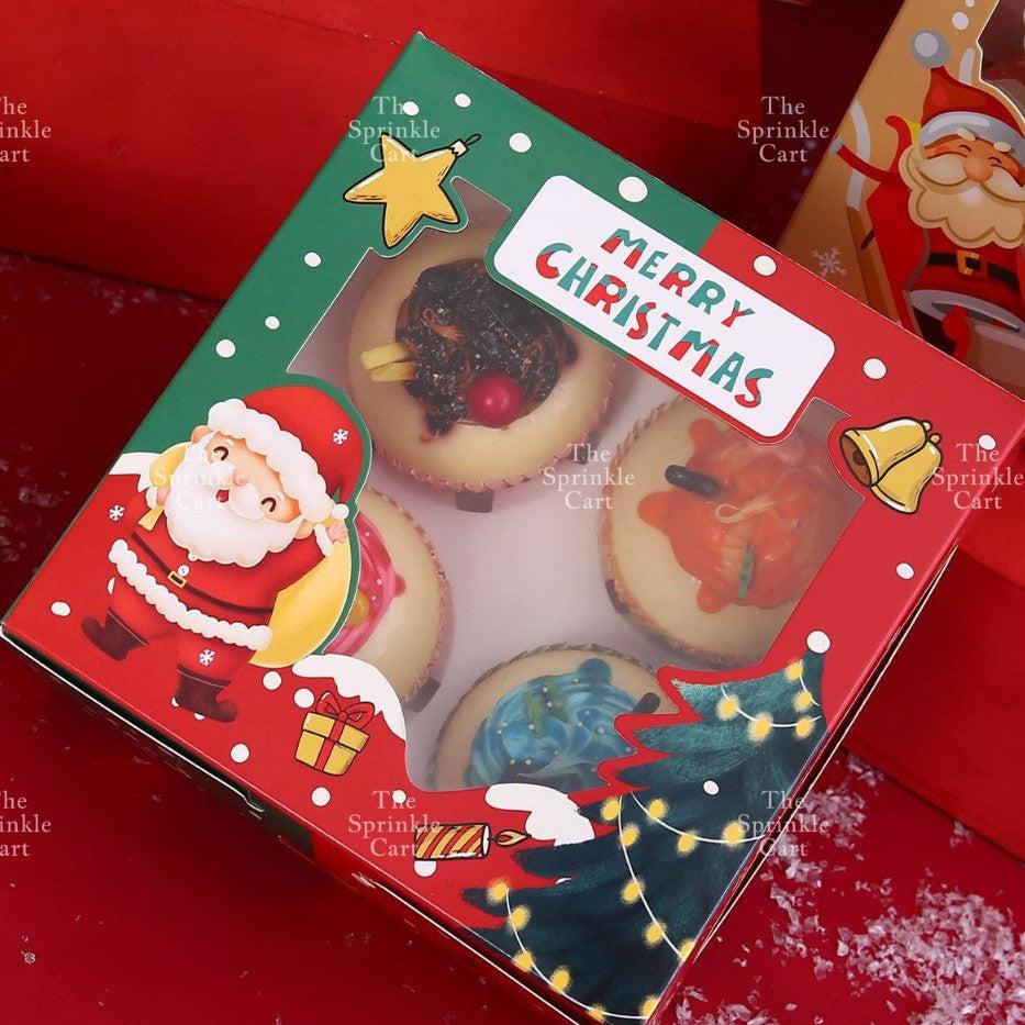 Christmas Cupcake Box and Liner for Baking Cupcake Dessert DIY Christmas Theme Decoration TSC
