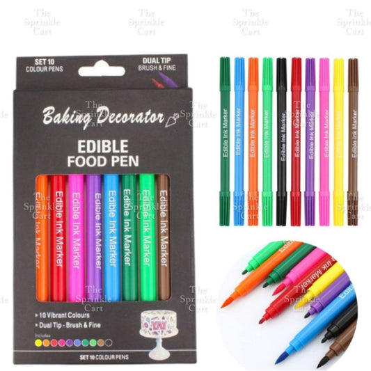 10pcs Dual Tip Food Coloring Edible Pen for Cookies Fondant & Dessert DIY Decorating Marker
