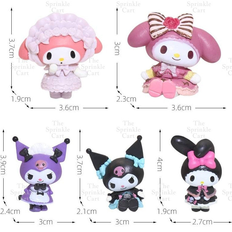 Sanlio Character Toys Set Cake Topper Cinnamonrol Kulomi Milody Decors TSC