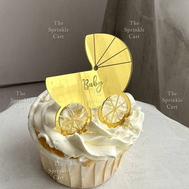 5pcs Acrylic Cupcake Topper Happy Birthday Merry CMAS Mother’s Day Round Cake Decoration