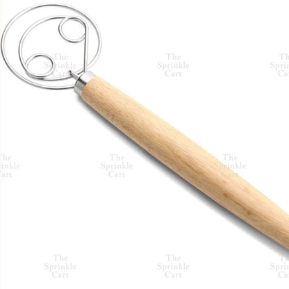 Wooden Handle Whisk Stainless Steel Flour Dough Mixer Manual Whisk TSC