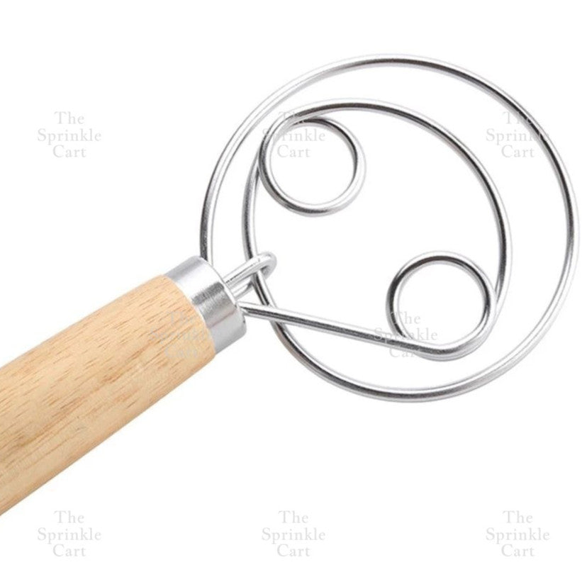 Wooden Handle Whisk Stainless Steel Flour Dough Mixer Manual Whisk TSC
