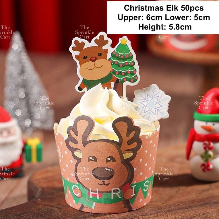Christmas Cupcake Box and Liner for Baking Cupcake Dessert DIY Christmas Theme Decoration TSC