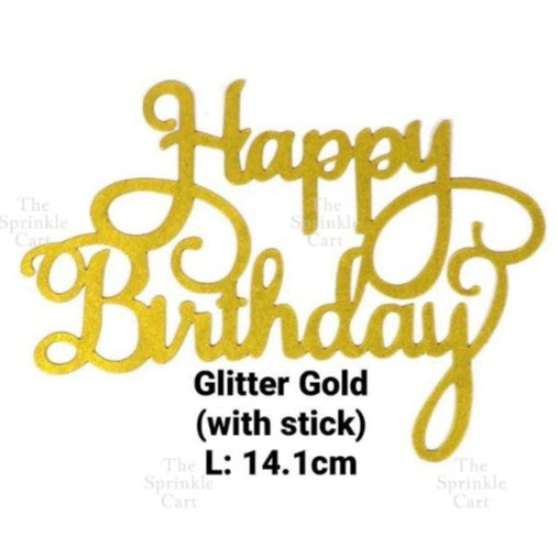 Glitter Paper Happy Birthday Love Cake Topper Party Supplies  Decor TSC