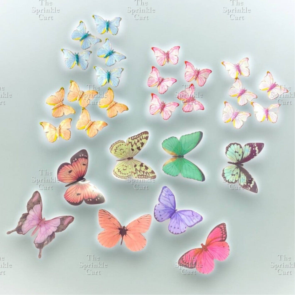 Waterproof Colorful Butterfly Topper Plastic Vinyl Cloth with Wire and Glue Dot DIY Decoration TSC