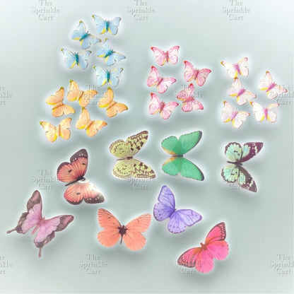 Waterproof Colorful Butterfly Topper Plastic Vinyl Cloth with Wire and Glue Dot DIY Decoration TSC