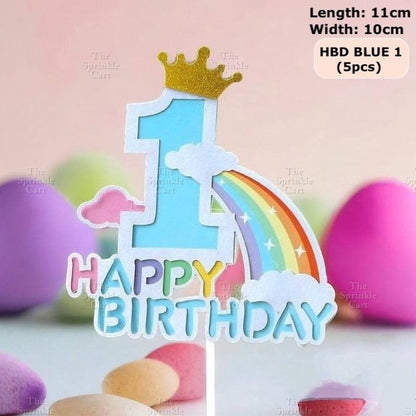 Happy Birthday Cake Topper Rainbow Cloud Colorful Cute Birthday Topper