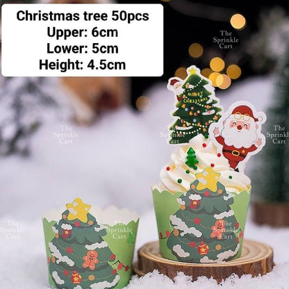 Christmas Cupcake Box and Liner for Baking Cupcake Dessert DIY Christmas Theme Decoration TSC