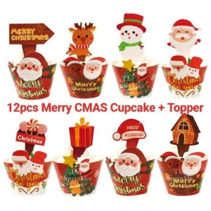Christmas Cupcake Box and Liner for Baking Cupcake Dessert DIY Christmas Theme Decoration TSC