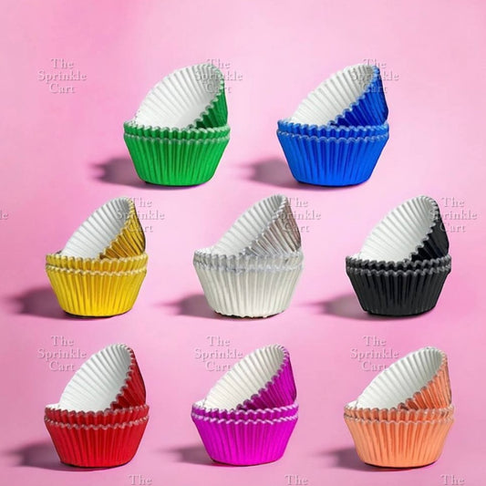100pcs Metallic Foil Cupcake Liners 3oz Aluminum Greaseproof Muffin Liner