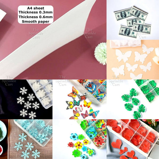 Snowflakes Butterfly Flower Leaf Wafer Cake Decoration TSC
