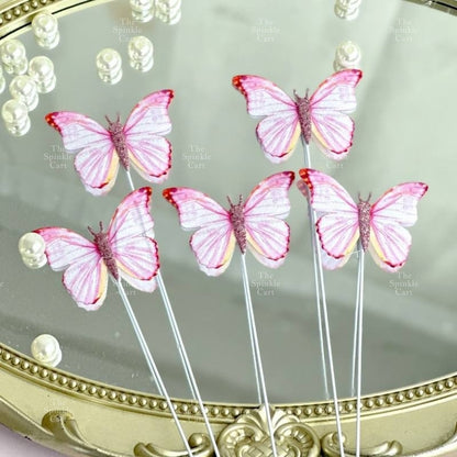Waterproof Colorful Butterfly Topper Plastic Vinyl Cloth with Wire and Glue Dot DIY Decoration TSC