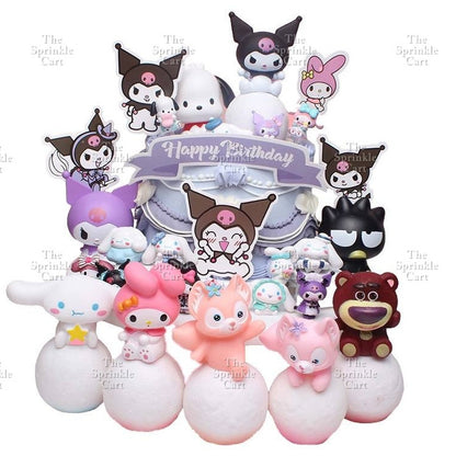 Sanlio Character Toy Cake Topper Souvenir DIY Kulomi Milody Cinnamonrol Decoration TSC