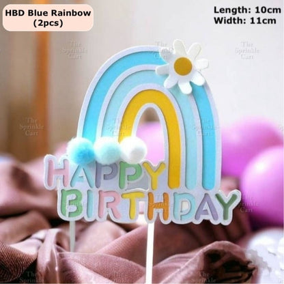 Happy Birthday Cake Topper Rainbow Cloud Colorful Cute Birthday Topper
