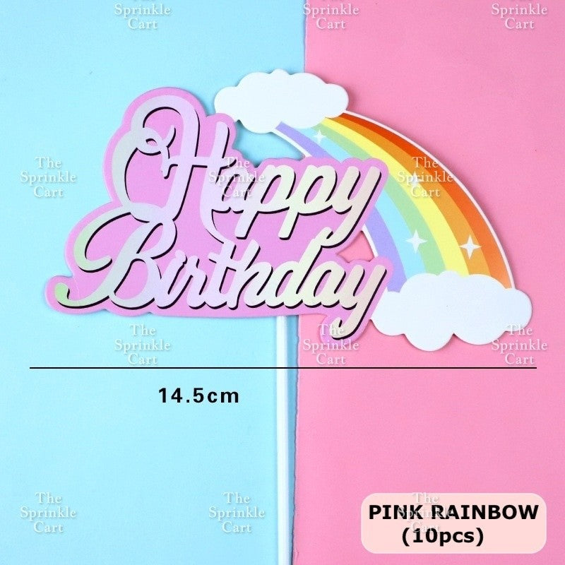 Happy Birthday Cake Topper Rainbow Cloud Colorful Cute Birthday Topper