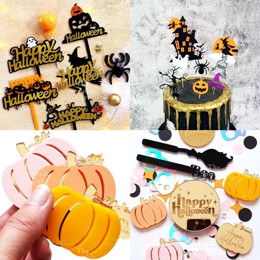 Halloween Pumpkin Ghost Paper Topper and Acrylic Decoration TSC