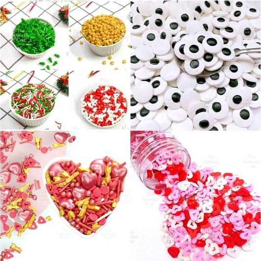 500grams Christmas Valentines Halloween Themed Edible Sprinkles Dragees Cake Decoration