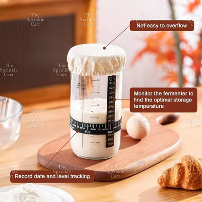 Sourdough Baking Starter Kit Fermentation Jar and Rattan Basket TSC