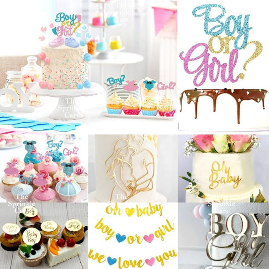 Gender Reveal Acrylic and Paper Cake Topper Decoration TSC