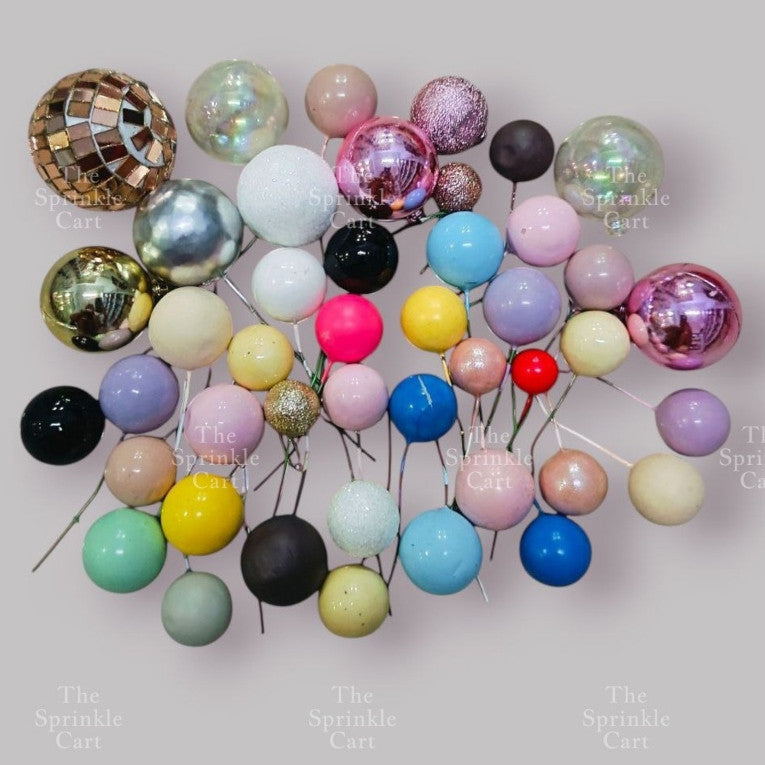 Balls Cake Topper Gold Silver White Pink Blue Yellow Decoration Birthday Swirl Ball Spiral Ball