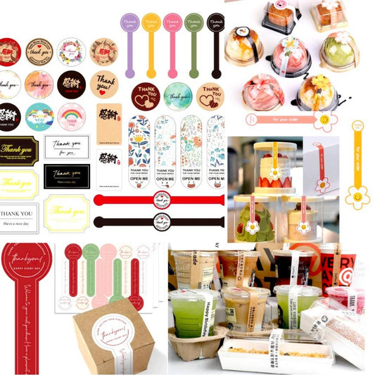 Food Box Sticker Label with Statement and Sticky Tape TSC