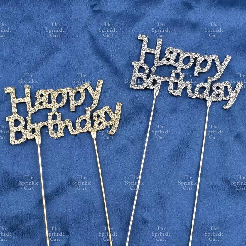 Happy Birthday Metal Cake Topper Heart Crown Moon Birthday Cake Topper TSC