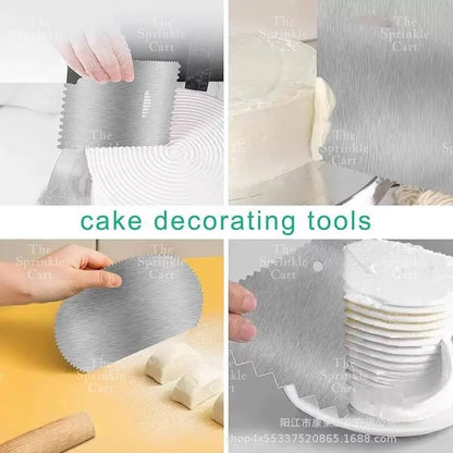 Stainless Steel and Serrated Dough Cutter Scraper Baking Smoother Cake