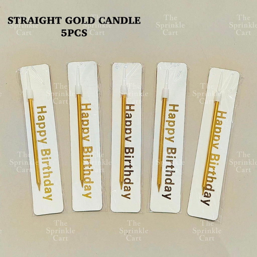 Metallic Long Straight Candle Happy Birthday Cake Party Supplies