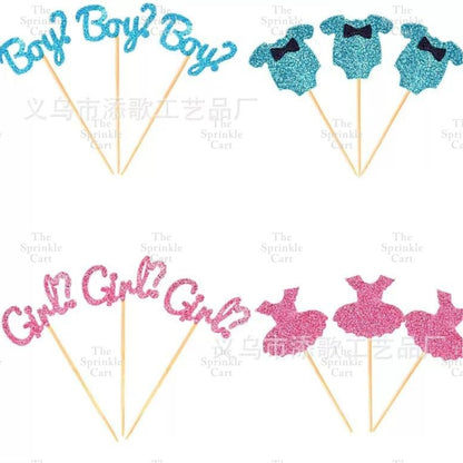 Gender Reveal Acrylic and Paper Cake Topper Decoration TSC