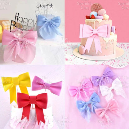 Colorful Glitter Ribbon Bow Tie Ballet and Spike Cake Topper TSC