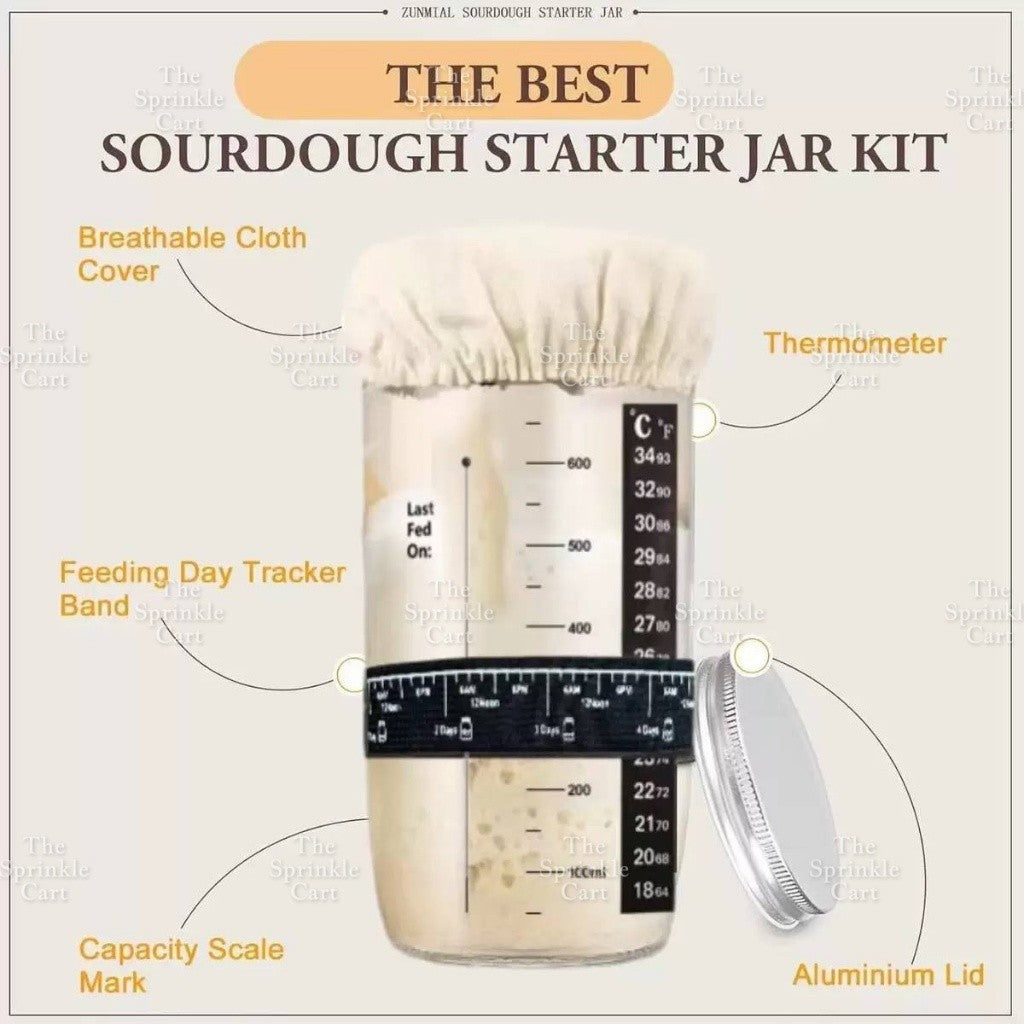 Sourdough Baking Starter Kit Fermentation Jar and Rattan Basket TSC